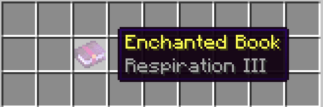 Respiration III on a book in Minecraft.
