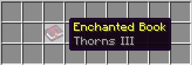 Thorns III on a book in Minecraft.